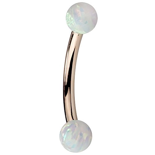 Synthetic Opal 14k Rose Gold Curved Barbell Cartilage Earring Tragus Rook 18G 3/8"