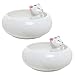 MyGift Mini White Ceramic Cute Cat Ornament Succulent Plant Pot/Small Adorable Kitty Tabletop Decorative Flower Planter Bowls with Rubber Plug, Set of 2