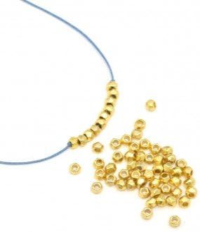x50 alliage- Metallic Octagon Beads 3x2 mm Gold Thread 1 mm for Bracelet Necklace Chain Bo