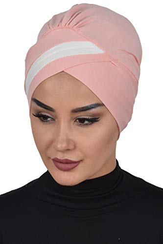 Instant Turban Cotton Scarf Head Wrap Cancer Chemo Headwear Two Colr Powdr Ivory