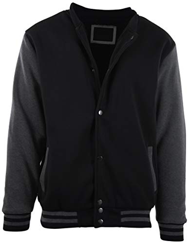 ChoiceApparel Mens Baseball Varsity Jacket with Detachable Hoodie (2XL, 111-Black/Charcoal)