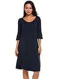 Miuniu Cotton Maternity Nightdress Women's O-Neck 3/4 Sleeve Nursing Breastfeeding Nightgown Sleep Dress S-XXL