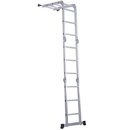 12.5ft En131 330lb Multi Purpose Step Platform Aluminum Folding Scaffold Ladder