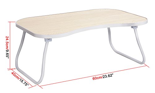 MULSH Laptop Desk Bed Table Notebook Table Bed Tray Table Breakfast Serving Tray For Sofa Bed with Foldable Metal Legs and MDF Top Board in White Oak,23.62"W X15.75"D X9.65" H
