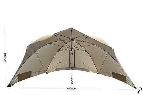 HOMECALL Strandschirm mit Fenster und Windschutz - UV-beständiges Polyester - Khaki – Bild 3