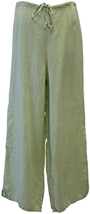 Liz and Jane Women's Linen Drawstring Long Pant Plus Size (3X, Light Green)