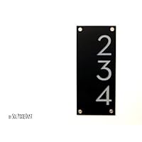 Modern House Numbers, Black Acrylic with Grey Acrylic - Vertical - Contemporary Home Address -Sign Plaque - Door Number