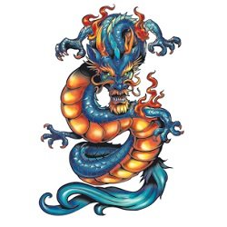 Dragon Ink Temporary Tattoos, 10 Fantastic Dragon tattoos, 3.5" x 2.5" sheets