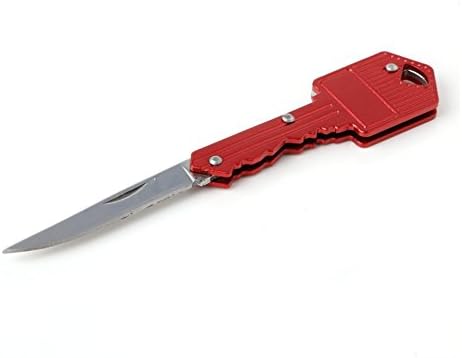 Key knife, folding portable, pocket knife, tool, mini, outdoor survival camping equipment (red001)
