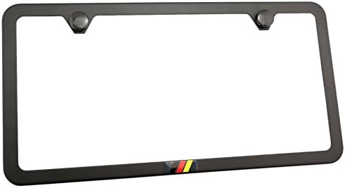 German Flag metal Emblem Stainless Steel License Plate Frame 2 hole (12"x6", Black/Slim)