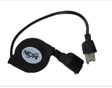 Nexhi® ZIP-PWR-EX1 Retractable AC Power Extension Cord (5 feet, Black)
