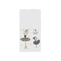 ZZAEO Little Ballerina Girl with Black Swan Towel Microfiber Hand Towel Ultra Lightweight Single-Sided Printing Towel for Sport Gym Fingertip Towel for Both Adults and Kids-30 x 15 inch