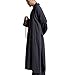 KATUO Gray Men's Long Gown Traditional Buddhist Meditation Robe S-3XL (XL)