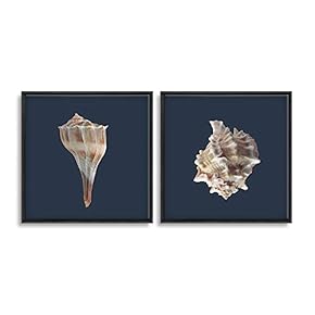 2 Piece Framed Canvas Wall Art for Living Room, Bedroom Conch Theme Canvas Prints for Home Decoration Ready to Hang - 16"x16"x2 Panels