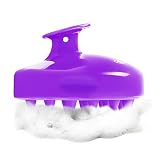 Hair Scalp Massager Shampoo Brush, FReatech [Wet & Dry] Manual Head Scalp Massage Brush, Soft Silicone Bristles Care for The Scalp, Exfoliate and Remove Dandruff, Promote Hair Growth - Purple