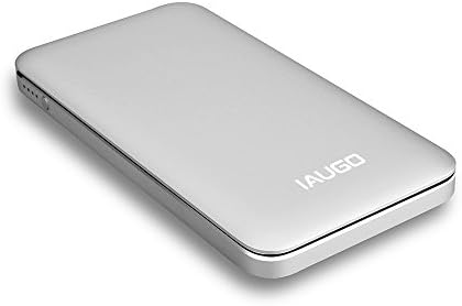 Usb External Battery IAUGO A8 Metal Power Bank 10000mAh portable battery&Dual Input External Battery Pack Built in iPhone7,6S Ports+Travel Pouch+USB LED Light for iPhone,Samsung,iPad(Silver)