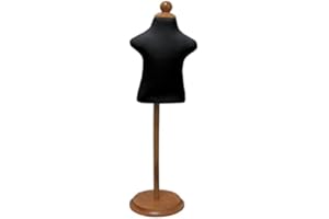 DISPLAYIMPORTER Infant Dress Form with Adjustable Wood Stand (Sizes 6m-12m) - Black