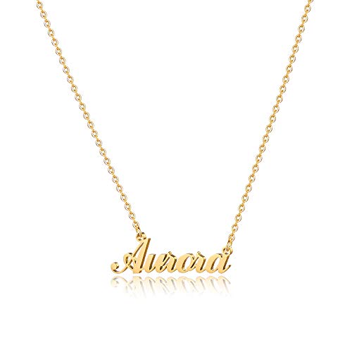 M MOOHAM Nameplate Aurora Name Necklace for Her