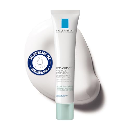 La Roche Posay Tratamiento Hidratante Intensivo, SPF25 contra los Rayos UV, Piel Rehidratada y Radiante durante 72 Horas, Fórmula con Ácido Hialurónico, Hydraphase HA Rica, 40 ml