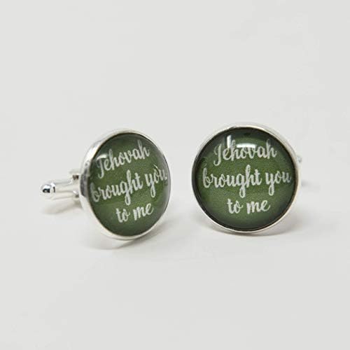 JEHOVAH BROUGHT YOU TO ME - Cuff Links in green, menswear. Gift for your husband, boyfriend, fiancee, love of your life
