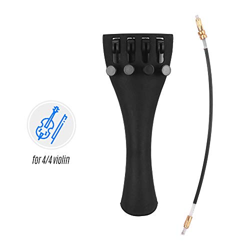 Muslady Violin Tailpiece Kit Carbon Fiber Fiddle with Four Fine Tuners and Tailpiece Gut Cord Professional Orchestral Strings Parts Kit(for 4/4, 3/4, 1/2, 1/4, 1/8 Violins Option)