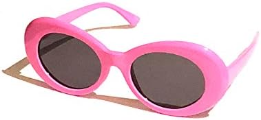 BOLD Retro Oval MOD Thick Frame Clout Goggles Round Lens Sunglasses (Pink, Smoke)