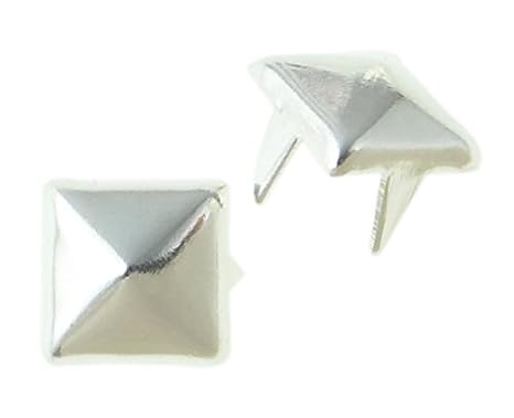 150 METALL PYRAMIDE NIETEN KILLERNIETEN ZIERNIETEN DIY SPIKE 8mm SILBER 613