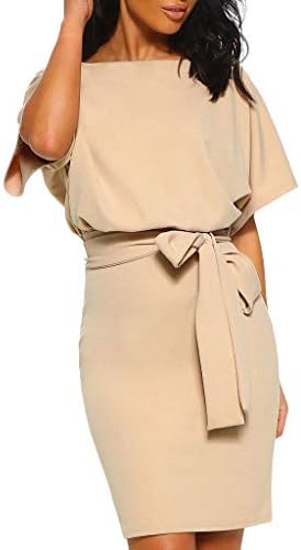 Women's Sleeveless Dress, Solid Color Round Neck Pockets Casual Swing T-Shirt Flowy Dresses