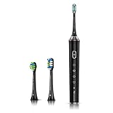Proscenic Electric Toothbrush with APP Control, Sonic Toothbrush - 60 Days Battery Life, 4 Optional Modes, Wall Charging Base, 2 Dupont Brush Heads(Black)