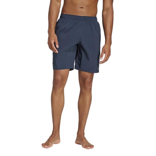 adidas Men's Solid CLX Classic-Length Swim Shorts, Aurora Ink/Black, X-Small