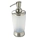 mDesign Bath Accessory Set, Soap Dispenser Pump, Toothbrush Holder, Tumbler, Soap Dish - 4 Pieces, Frost/Brushed Stainless