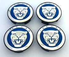 4 Blue Chrome Alloy Wheel Centre Hub Cap 58mm Xj Xjr Xj6 Xf X F Type For Jaguar
