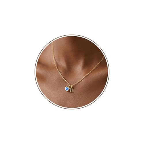 Btysun Stocking Stuffers for Teens, December Birthday Gifts for Women Birthstone Necklace with Initial E Womens Necklace Christmas Gift 14k Gold Plated Anniversary Jewelry for Girlfriend Wife at Amazon