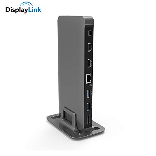 USB C Docking Station, Dual Monitor Dock Compatible with Thunderbolt 3 and USB Type C MacBook/MacBook Pro, Windows Laptop, Equipped with 4K HDMI, Mini DisplayPort, LAN, 5 USB Ports, SD Slot, Audio