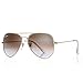 Pro Acme Aviator Crystal Lens Large Metal Sunglasses (Gold Frame/Crystal Brown Gradient Lens)