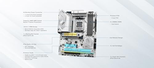 ASRock B850 Steel Legend WiFi AMD AM5 ATX Motherboard, Supports AMD Ryzen 9000/8000/7000 Series Processors, DDR5 8000+ (OC), PCIe 5.0, 2.5G LAN, WiFi 7, 14+2+1 Power Phase