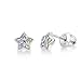 Kids Earrings 925 Sterling Silver with White Gold Toned Crystal Star Secure Screw Back Earrings