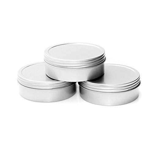 Mimi Pack 6 oz Shallow Screw Top Lid Tin Can Containers For Salves, Favors, Spices, Balms, Gifts Tin Containers 24 Pack (Silver)