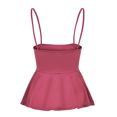 iYBUIA Women's Basic Cotton Camisole Shelf Bra Layering Cami Tank Tops 7 Colors Watermelon Red