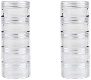 JDONOW 5 Layer cylinder Stackable Transparent Round PS Plastic Storage Container Box Super Clear Accessories Organizer Box for Beads Crafts Other Small Items，5/10 Column Combination Sale (2 Columns)