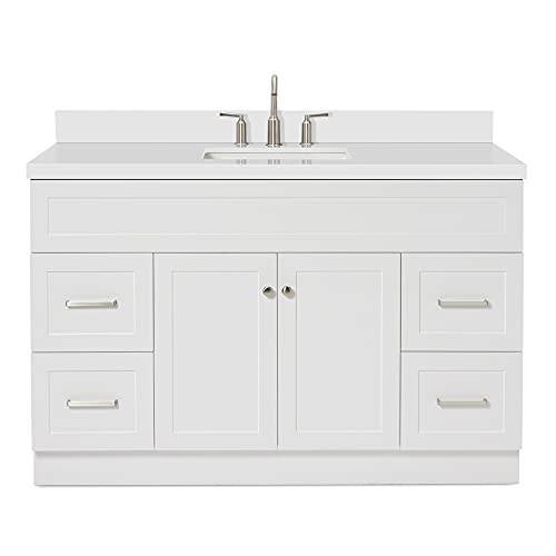 ARIEL Single Sink Bathroom Vanity in White with Pure White