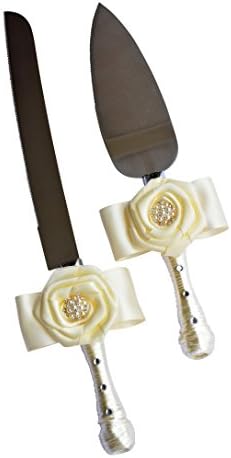 Pearl Ivory Satin Classic Wedding Cake Server and Knife set