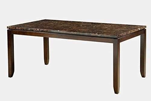 Wood Base Dining Table - Dining Table with Marble Top - Brown