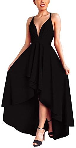 ABRAVO Women Cocktail Dress Swing V Neck Sleeveless Bandage Evening Party Wedding Bridesmaid Maxi Dress