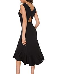 Alice & Elmer vestido de media manga sin mangas con cuello en V para mujer