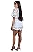 Wicky LS Women's Sexy Short Sleeve Long Dress Low V-Neck Lace Romper (S, White-Short Style)