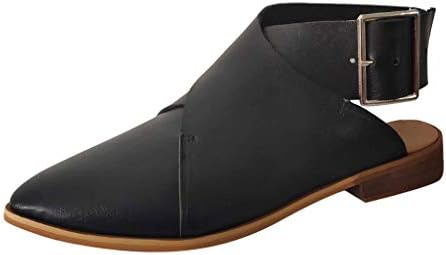 Women Low Heel Flat Shoes Ankle Strap Slip On Round Toe Hollow Out Sandals