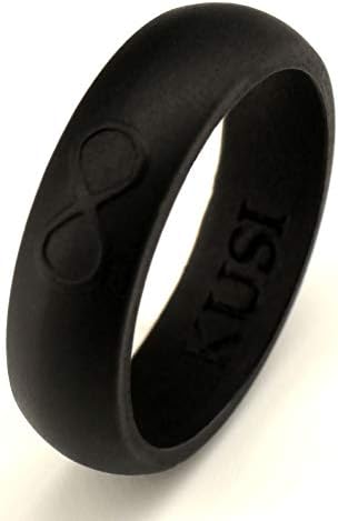 KUSI Silicone Wedding Ring Band for Women Committed to Active Lifestyle, Infinity Bands, Rubber, Comfort Fit, Black, Glow in The Dark and More, Singles and 4 Pack Sets