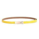 KaLeido Women's Plaque Buckle Solid Color Skinny Waist Belt (32-36, Yellow)