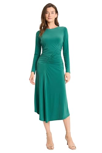 Maggy London Women's Dresses Women's Long Sleeve Ruched Midi Dress - Elegant Co…